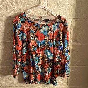 Talbots Medium Back Button Floral Cardigan